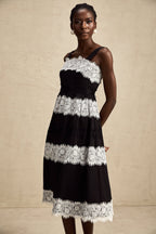 Ylviana dantelli midi elbise