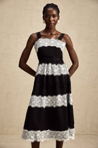 Ylviana dantelli midi elbise