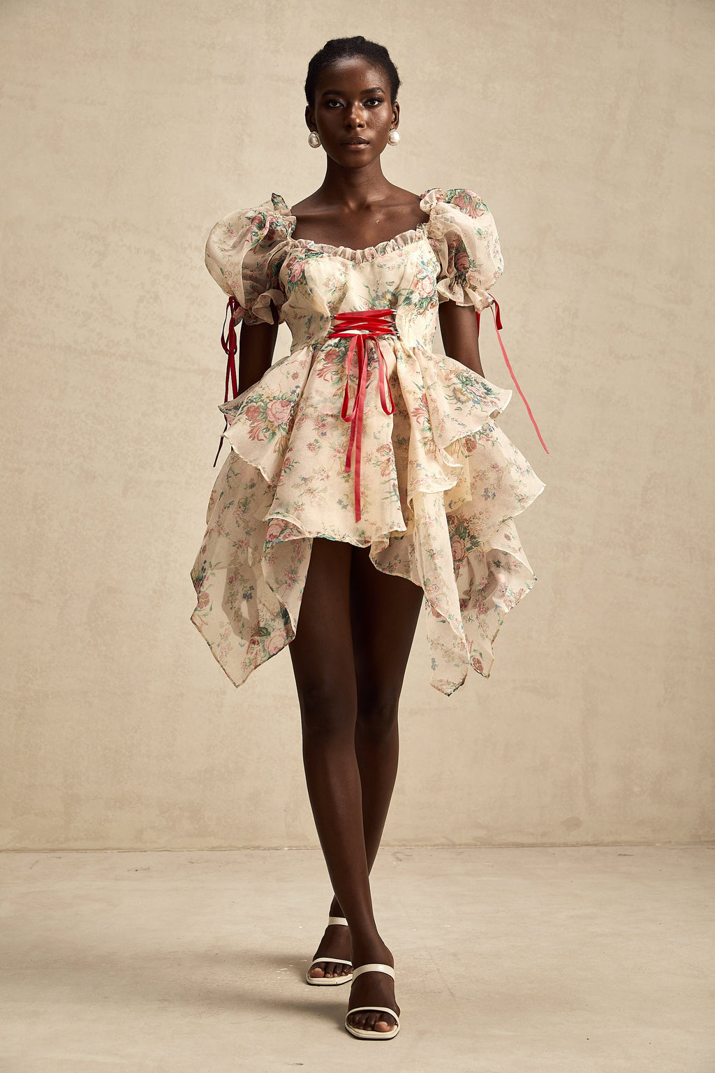 Salomé katmanlı tül mini elbise