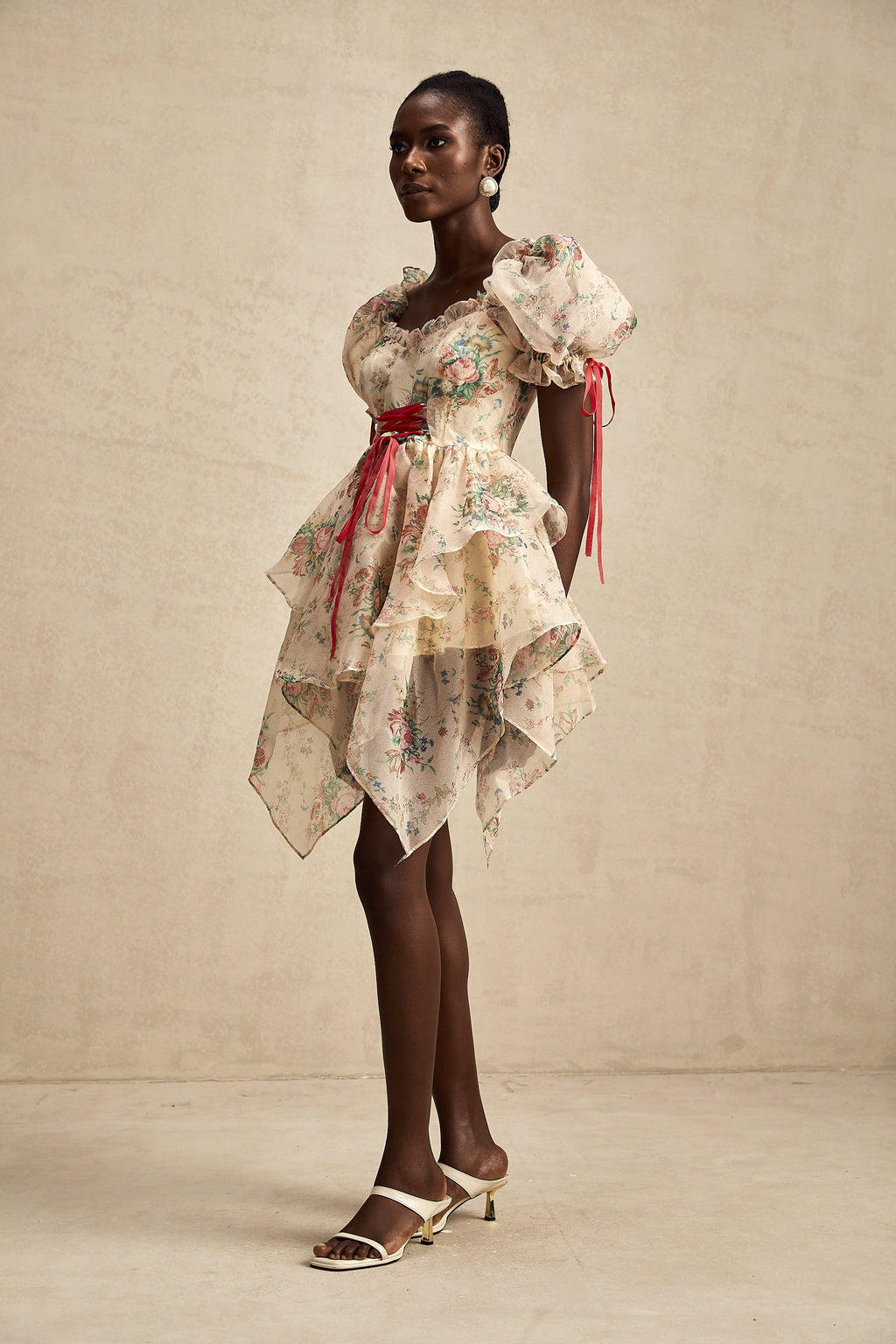 Salomé katmanlı tül mini elbise