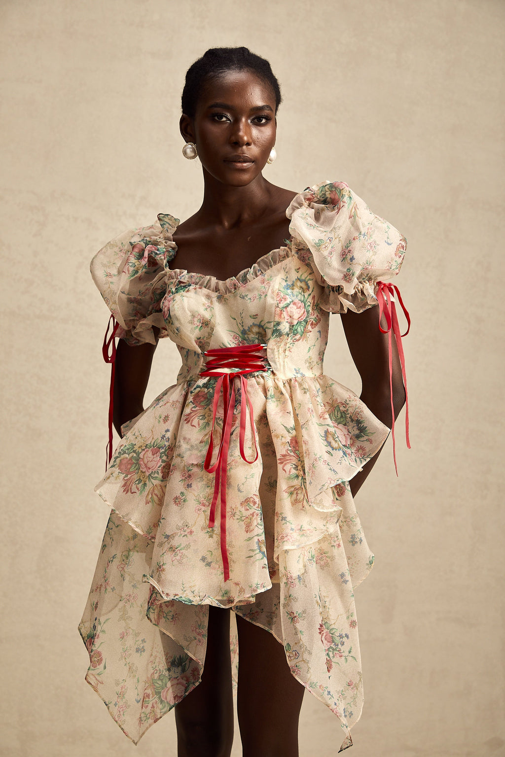 Salomé katmanlı tül mini elbise