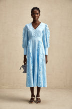 Raphaëlle fırfırlı midi elbise