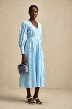 Raphaëlle fırfırlı midi elbise