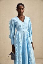 Raphaëlle fırfırlı midi elbise