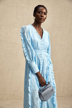 Raphaëlle fırfırlı midi elbise