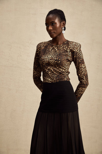 Lise leopar mini elbise