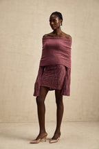 Uzun Kollu Yün Tığ İşi Örgü Mini Elbise