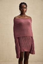 Uzun Kollu Yün Tığ İşi Örgü Mini Elbise