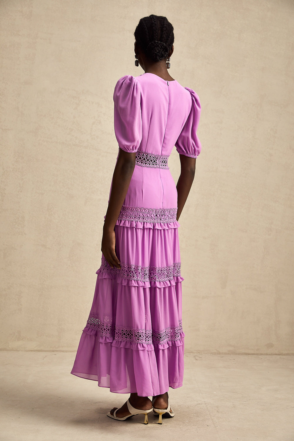 Hélène katmanlı midi elbise