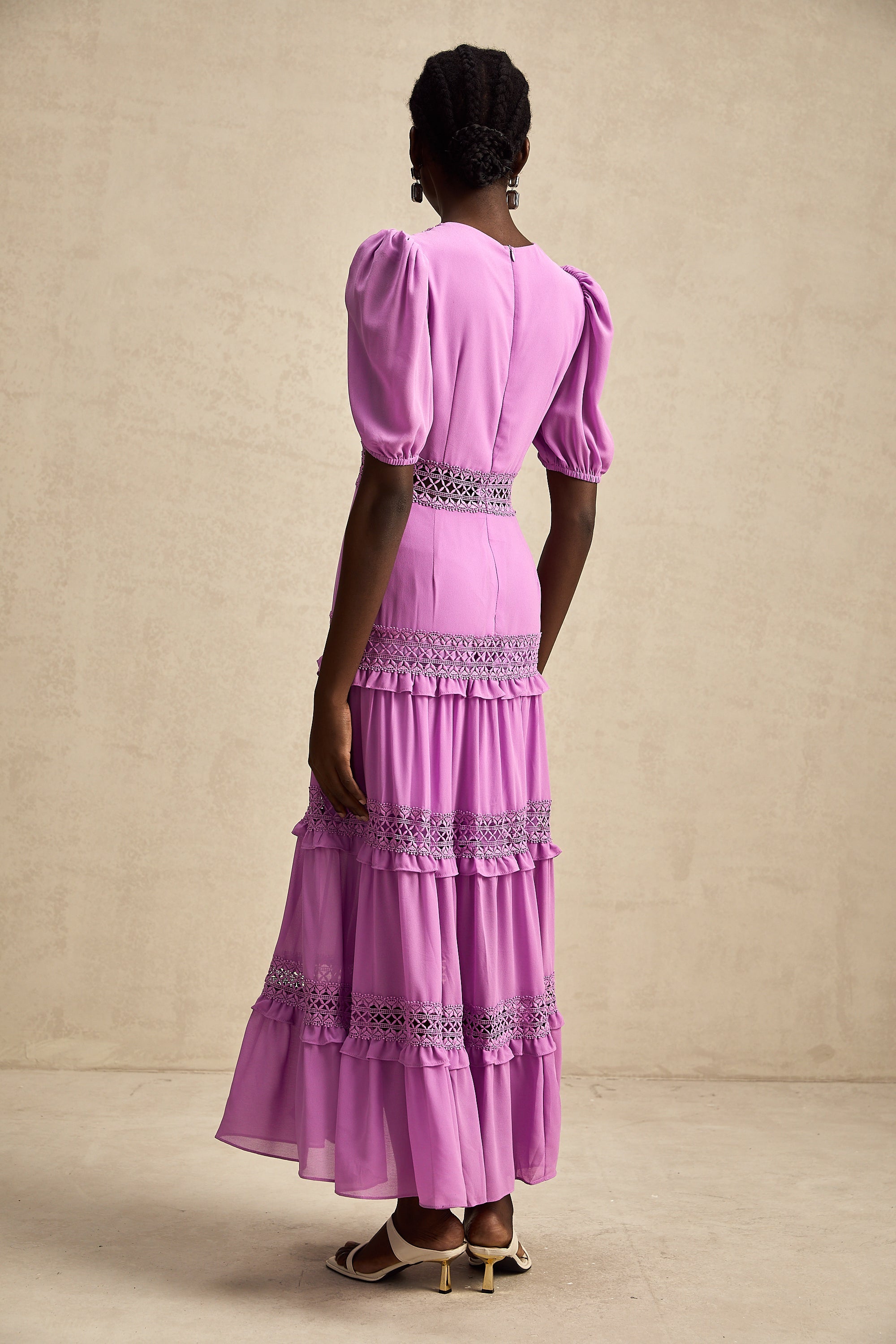 Hélène katmanlı midi elbise