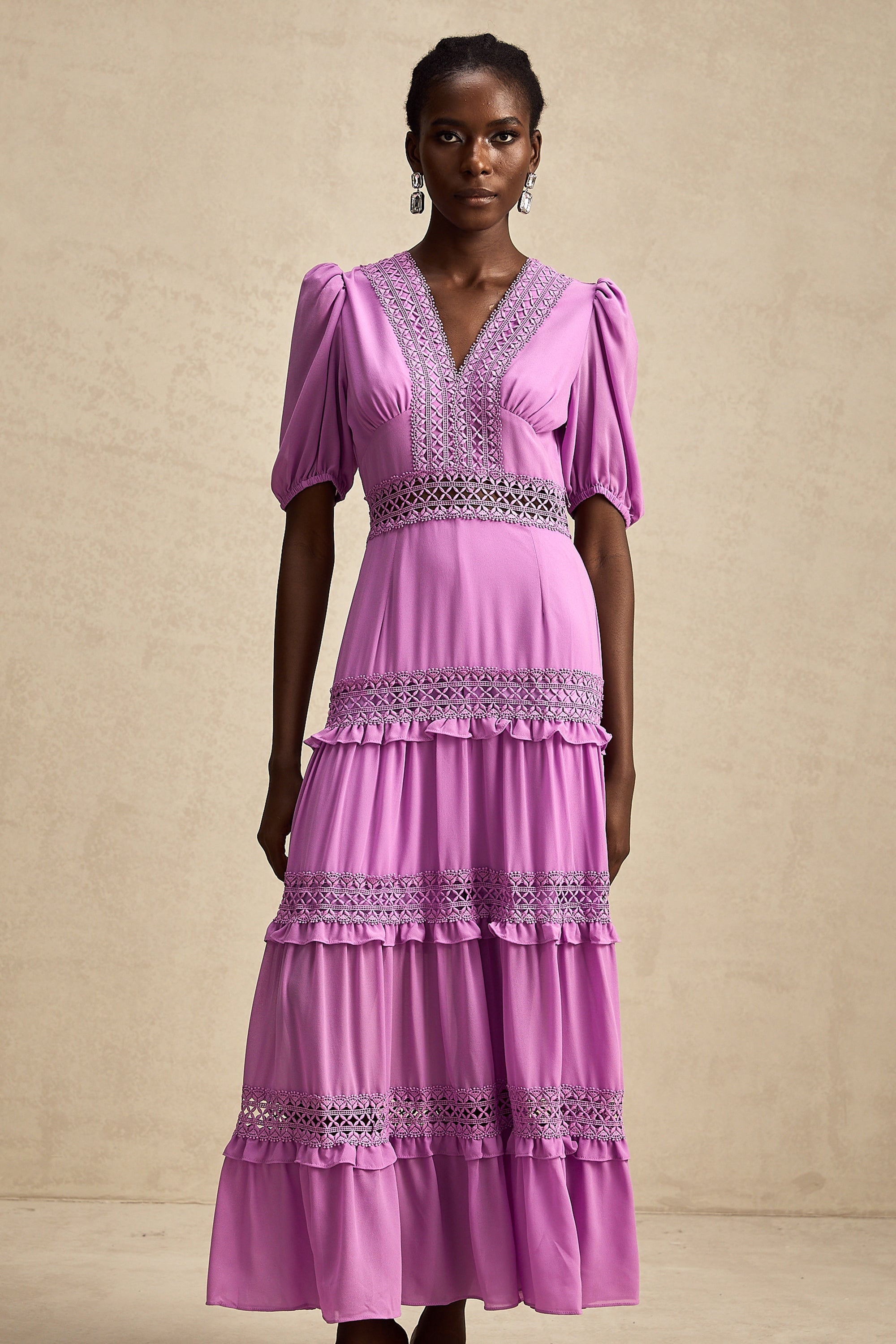 Hélène katmanlı midi elbise