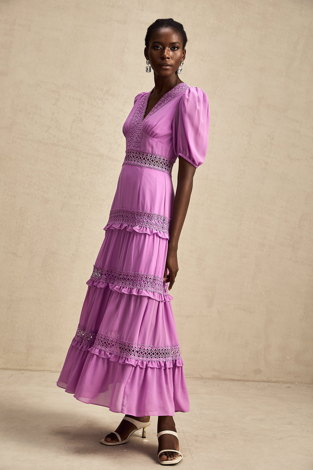 Hélène katmanlı midi elbise