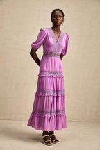 Hélène katmanlı midi elbise