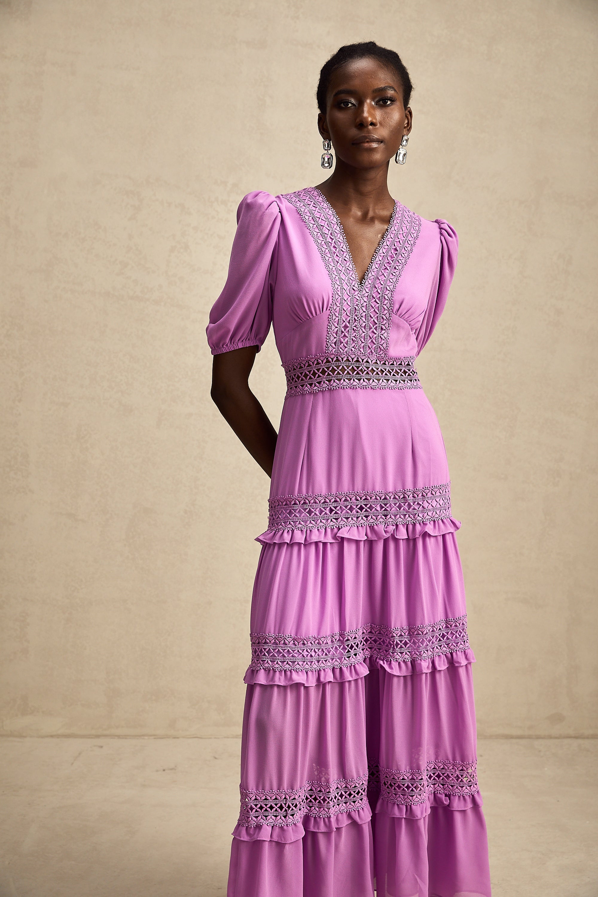 Hélène katmanlı midi elbise