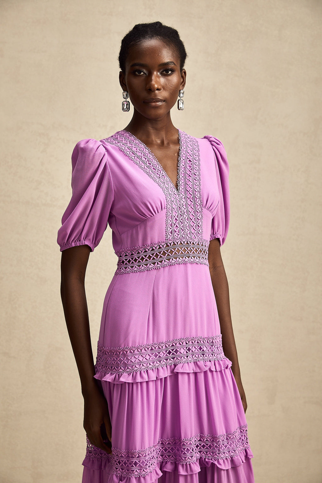 Hélène katmanlı midi elbise