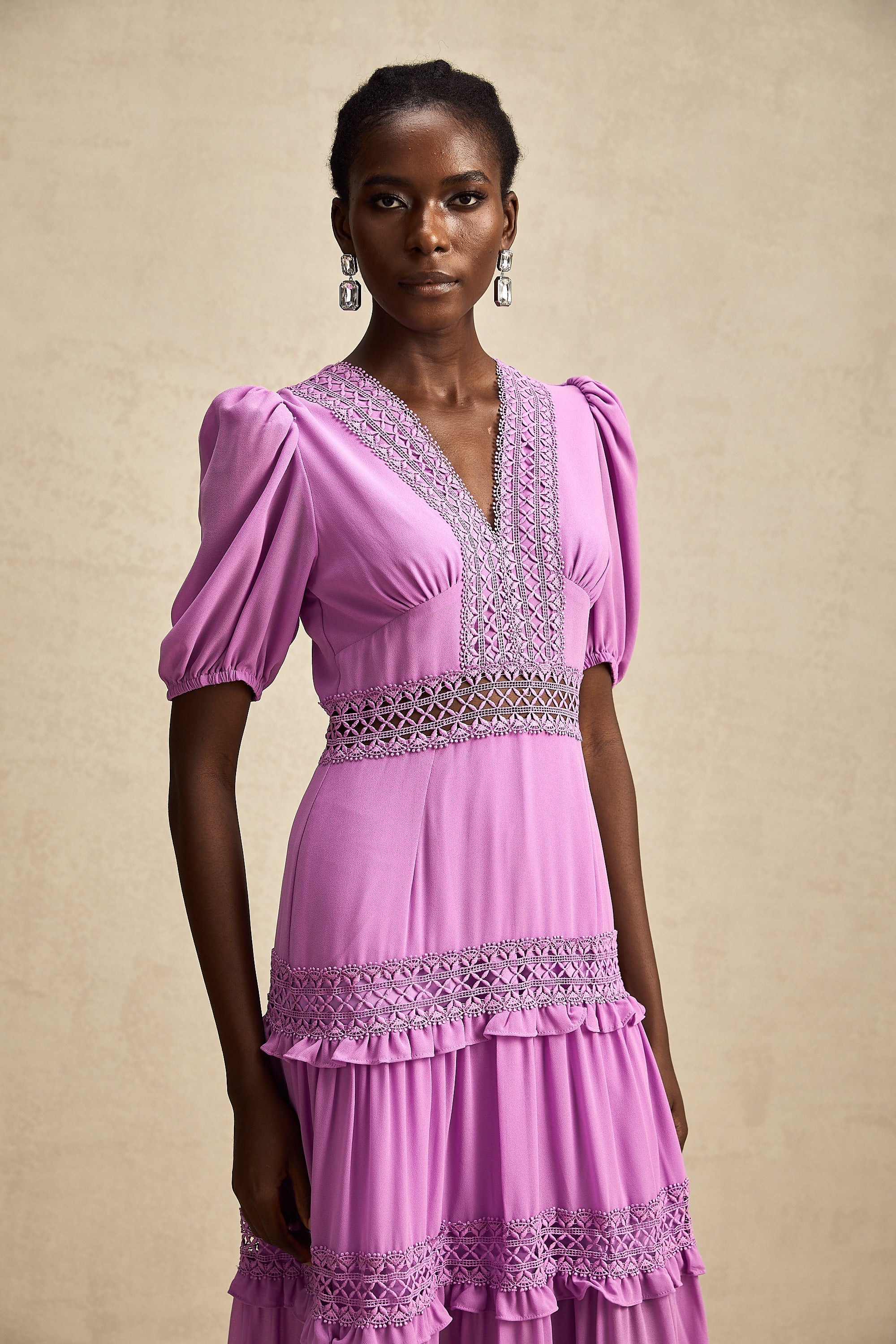 Hélène katmanlı midi elbise