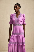 Hélène katmanlı midi elbise