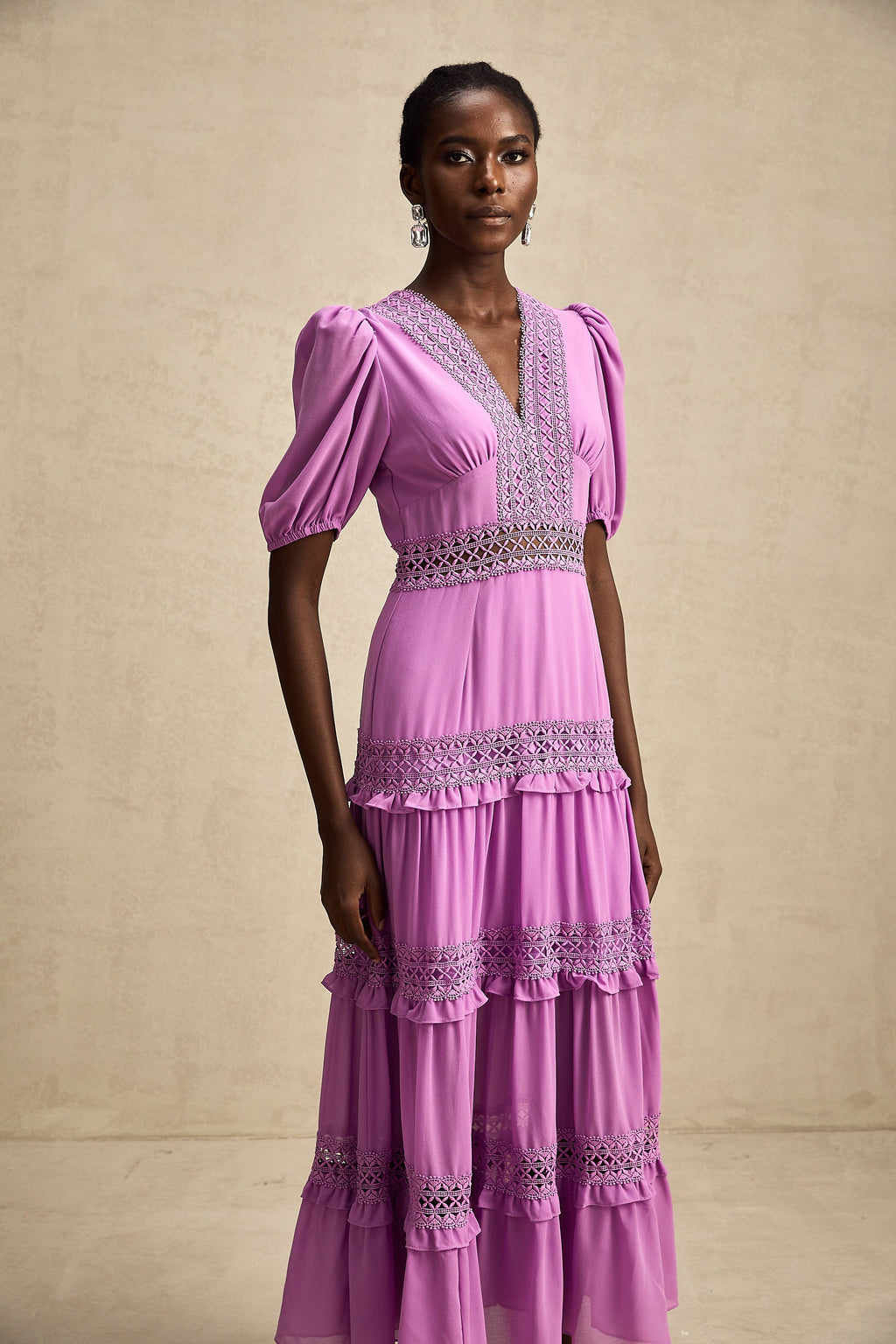 Hélène katmanlı midi elbise