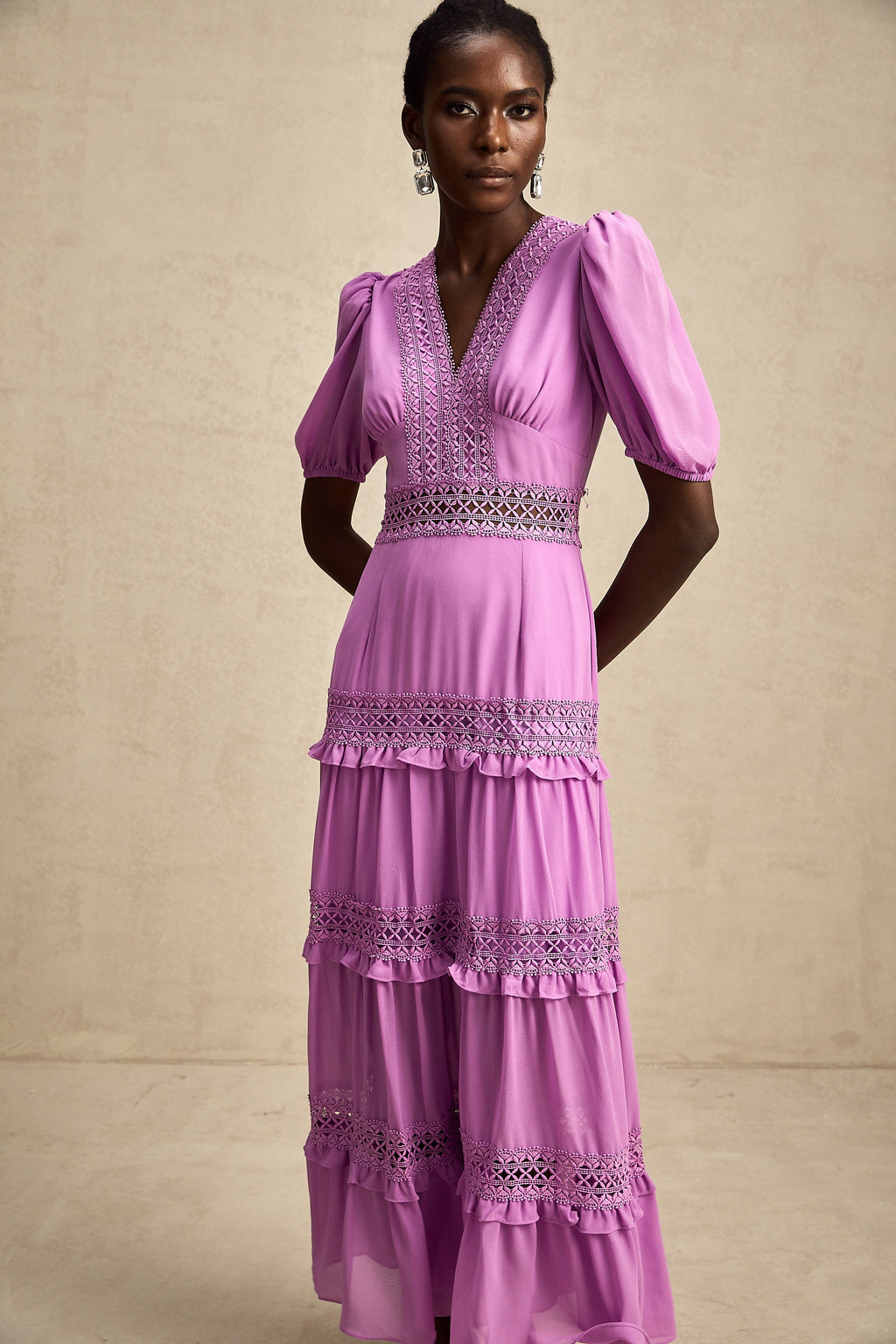 Hélène katmanlı midi elbise