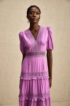 Hélène katmanlı midi elbise