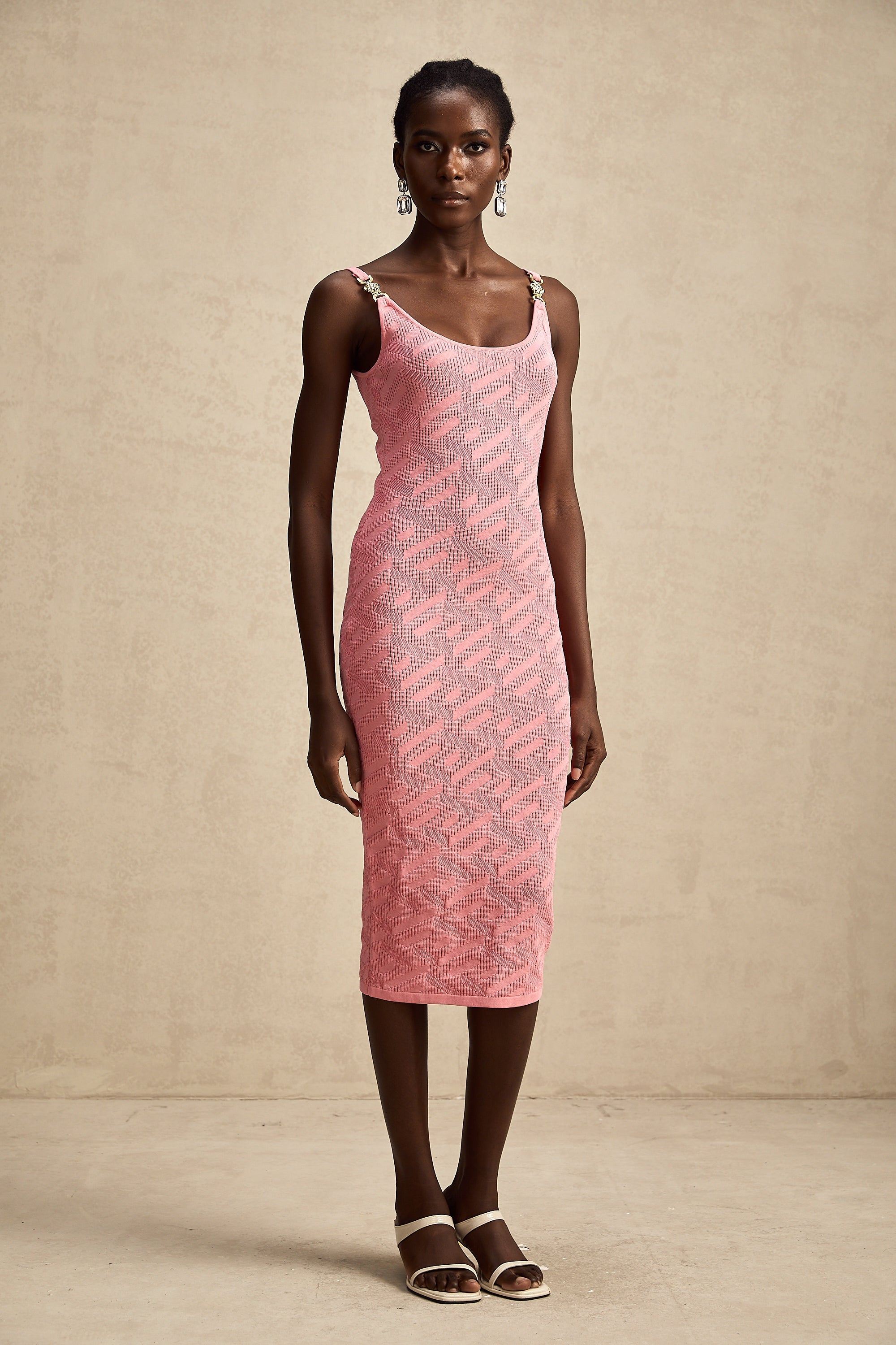 Sylvia örgü midi elbise