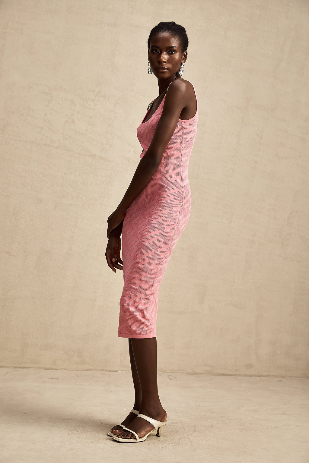 Sylvia örgü midi elbise