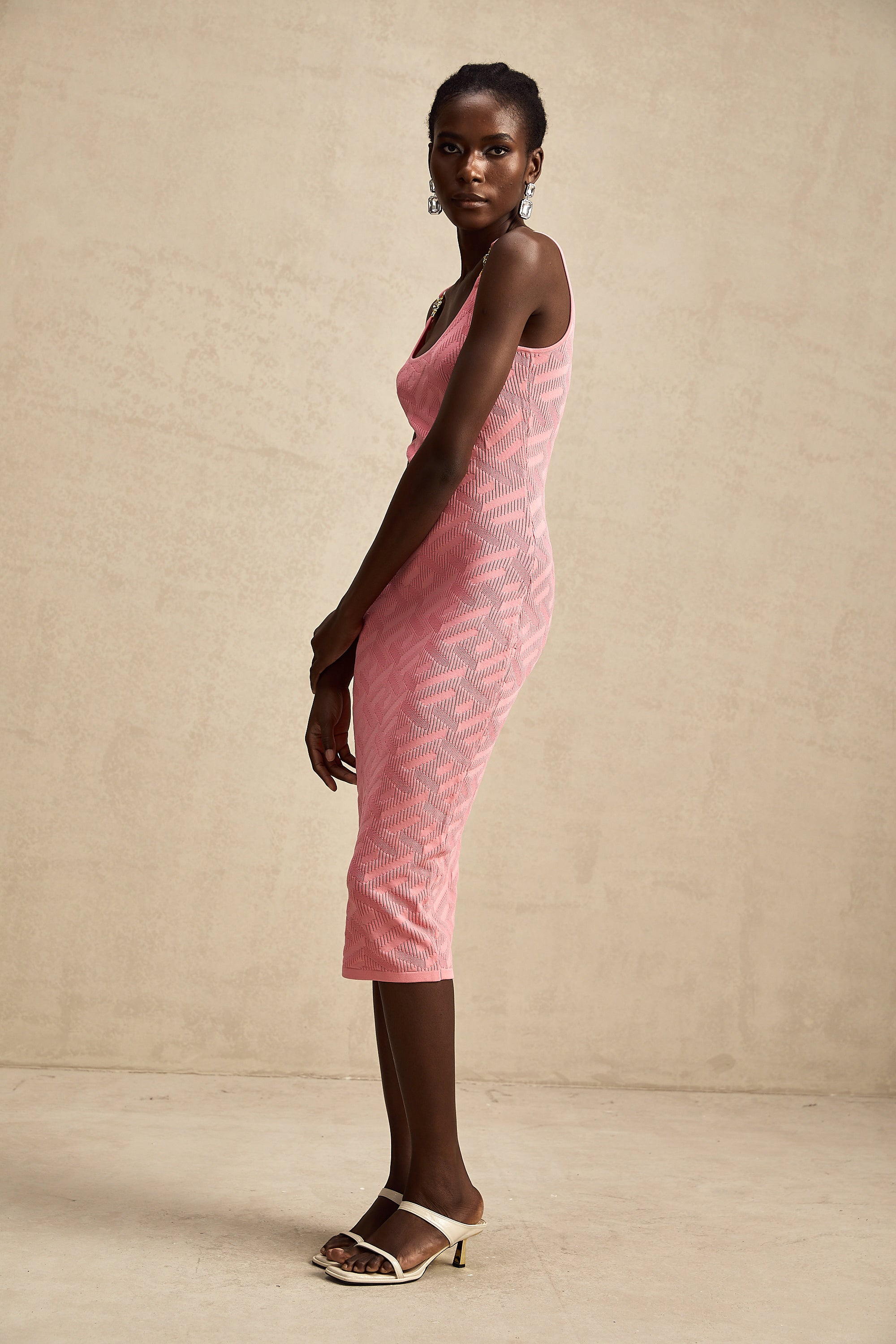 Sylvia örgü midi elbise