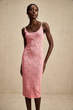 Sylvia örgü midi elbise