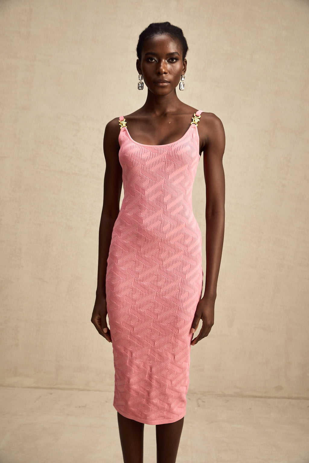 Sylvia örgü midi elbise