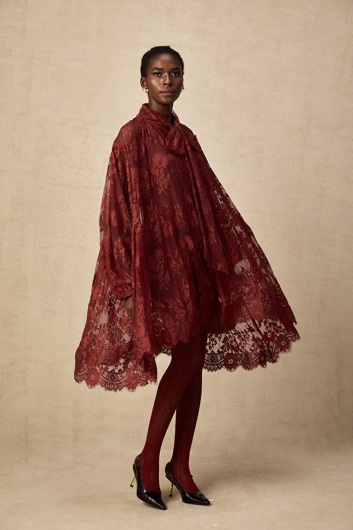 Coline Kırmızı Dantel Oversize Elbise