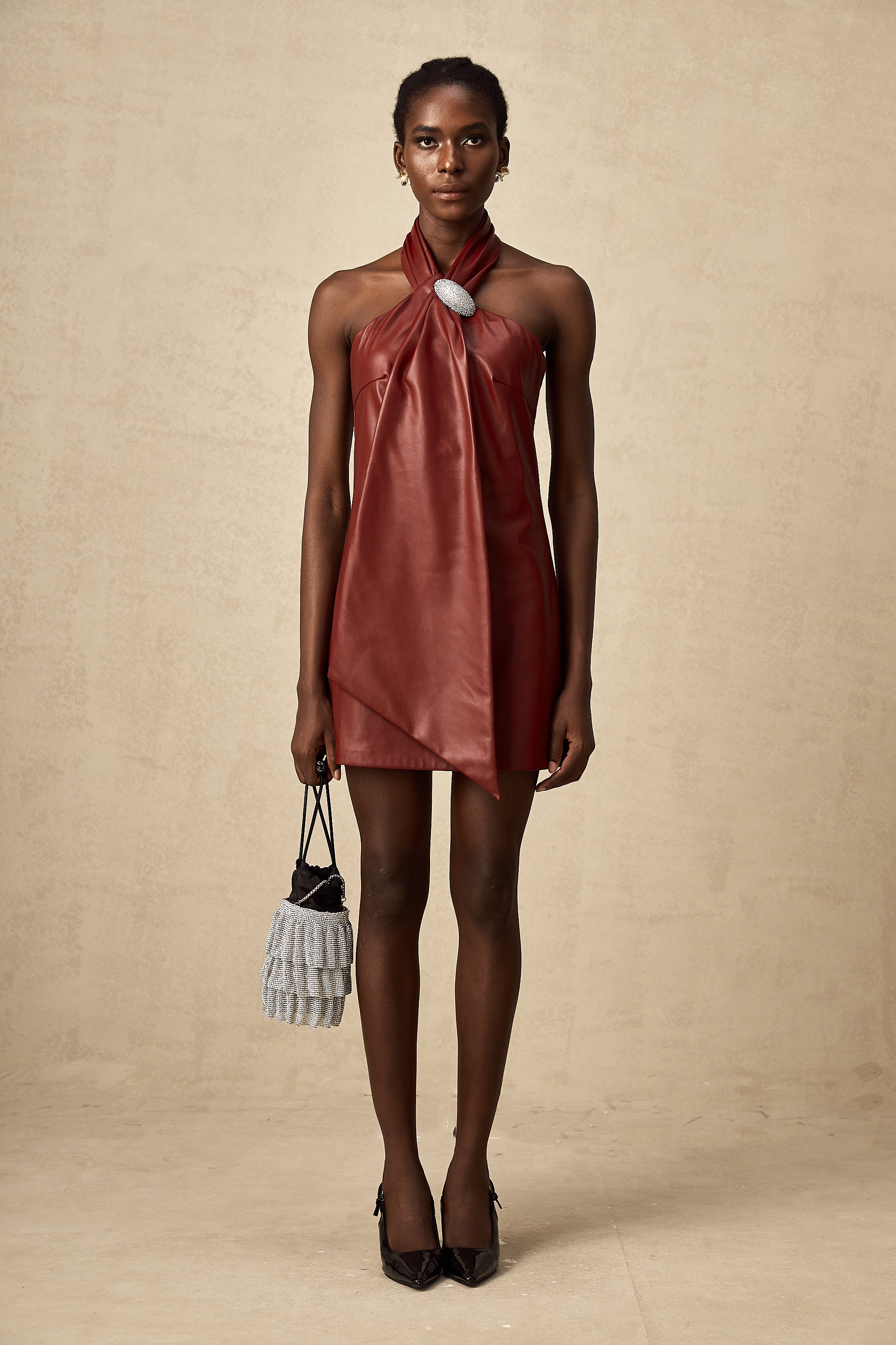 Yarım Yaka Mini Elbise