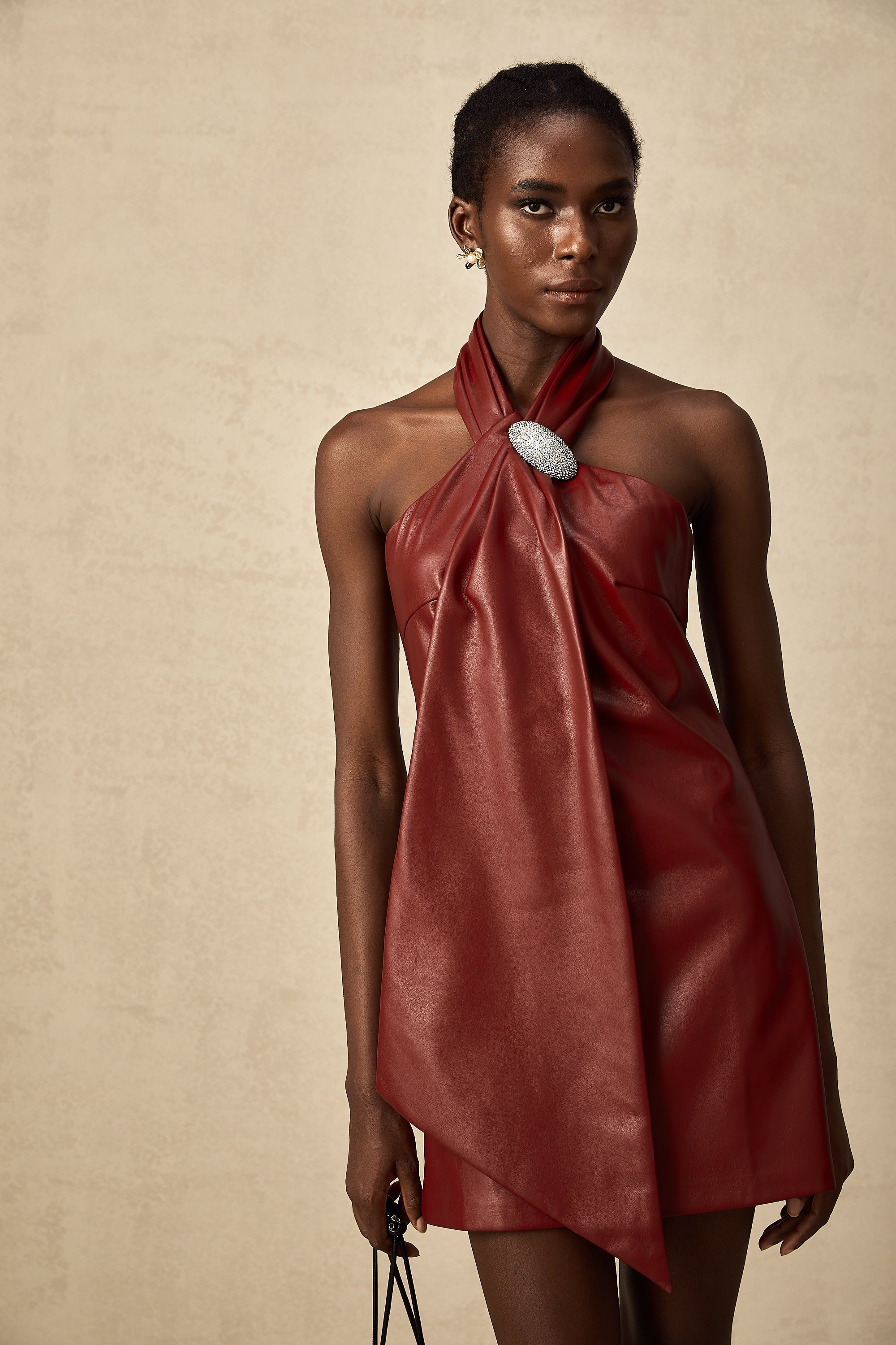 Yarım Yaka Mini Elbise