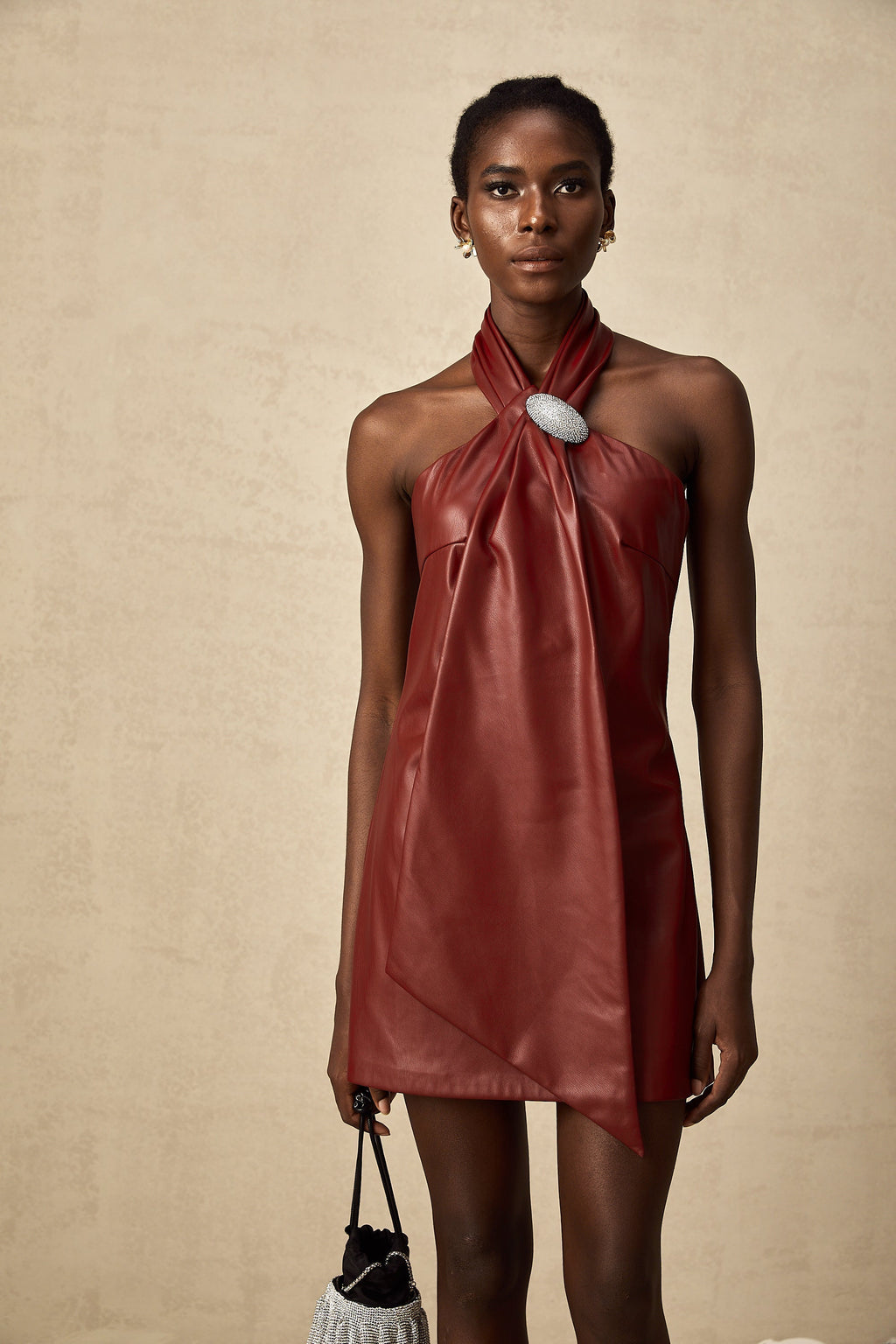 Yarım Yaka Mini Elbise