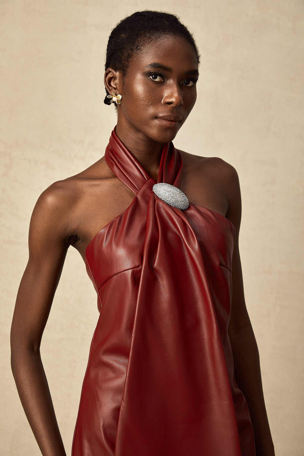 Yarım Yaka Mini Elbise