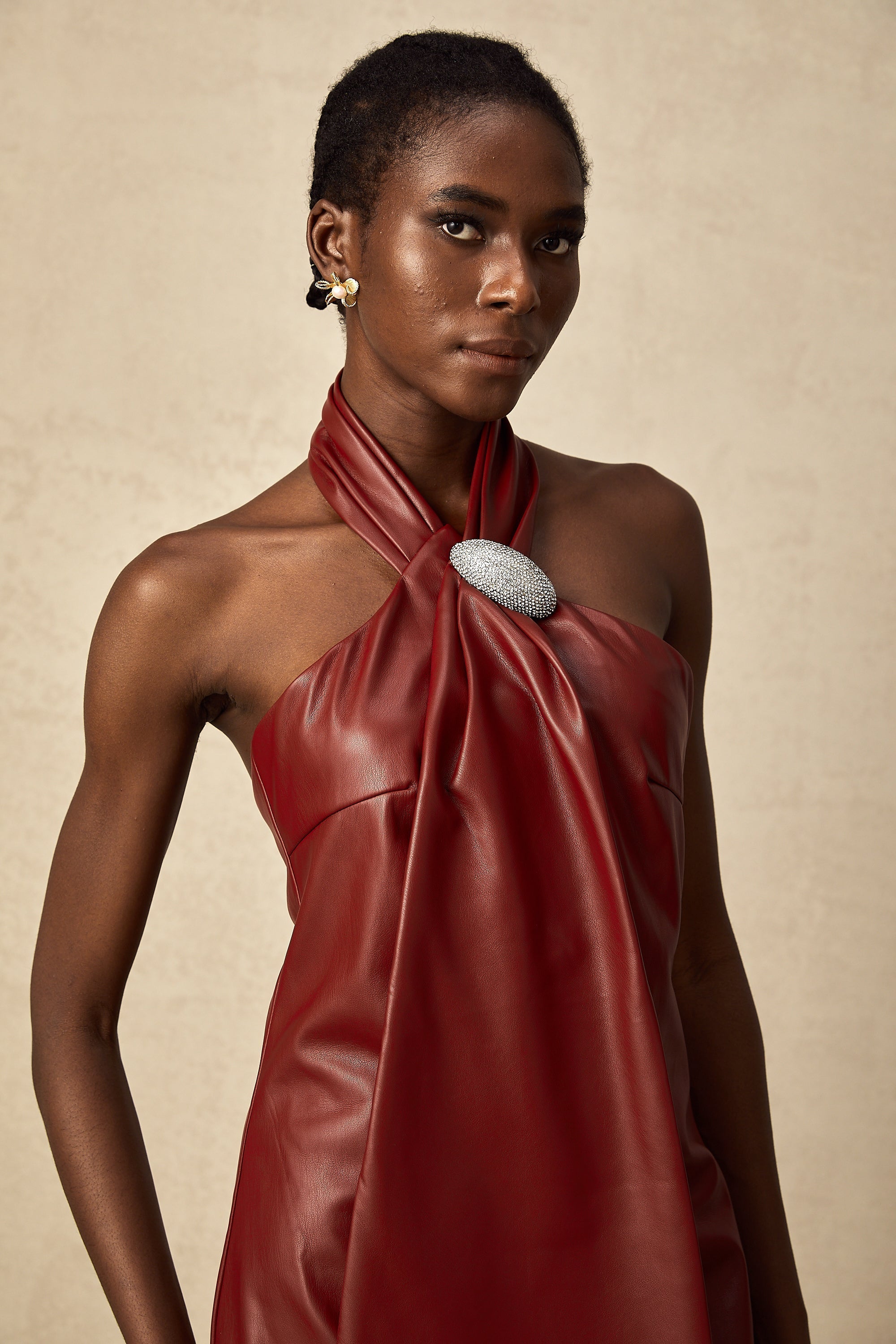 Yarım Yaka Mini Elbise