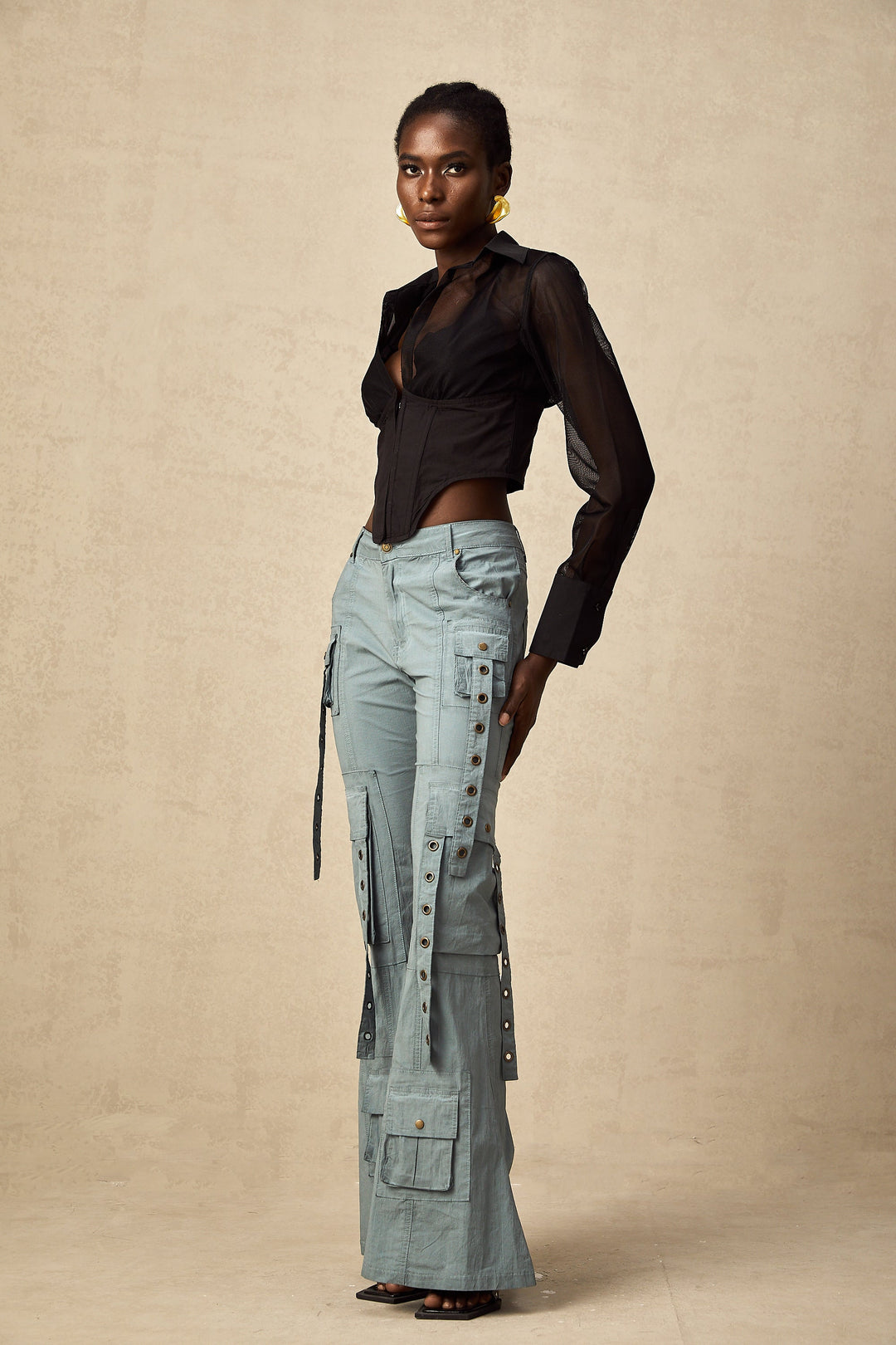 Kemer Örgülü İspanyol Paça Kargo Pantolon