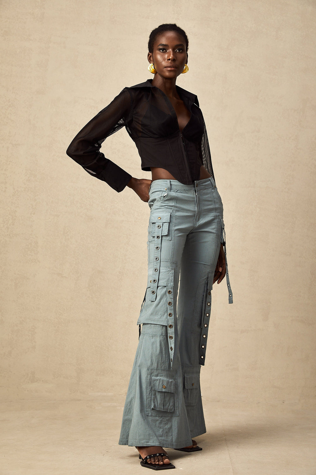 Kemer Örgülü İspanyol Paça Kargo Pantolon