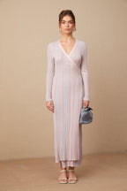 Léonore Pileli Triko V-Yaka Midi Elbise