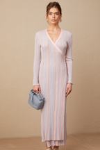 Léonore Pileli Triko V-Yaka Midi Elbise