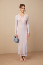 Léonore Pileli Triko V-Yaka Midi Elbise