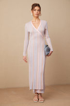 Léonore Pileli Triko V-Yaka Midi Elbise