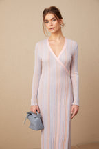 Léonore Pileli Triko V-Yaka Midi Elbise