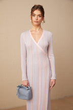 Léonore Pileli Triko V-Yaka Midi Elbise