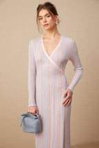 Léonore Pileli Triko V-Yaka Midi Elbise