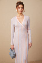 Léonore Pileli Triko V-Yaka Midi Elbise