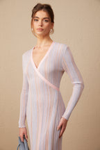 Léonore Pileli Triko V-Yaka Midi Elbise