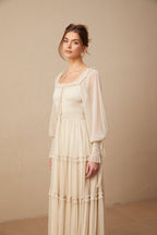 Camille Pileli ve Büzgülü Metalik Midi Elbise