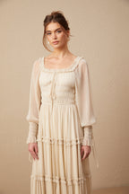 Camille Pileli ve Büzgülü Metalik Midi Elbise