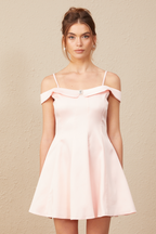 Dounia Kristal İşlemeli Kloş Mini Elbise