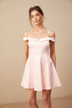 Dounia Kristal İşlemeli Kloş Mini Elbise